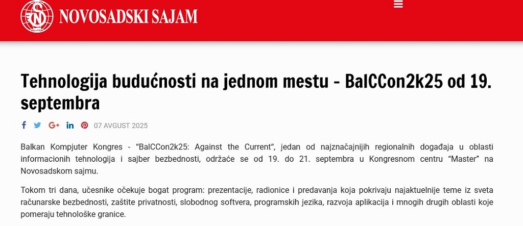 Tehnologija budućnosti na jednom mestu – BalCCon2k25 od 19. septembra